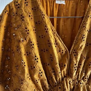 Eyelet Gold Mini Dress